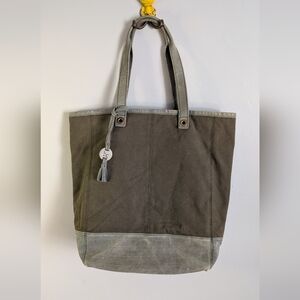 Eddie Bauer | Canvas & Leather Tote, Army Green